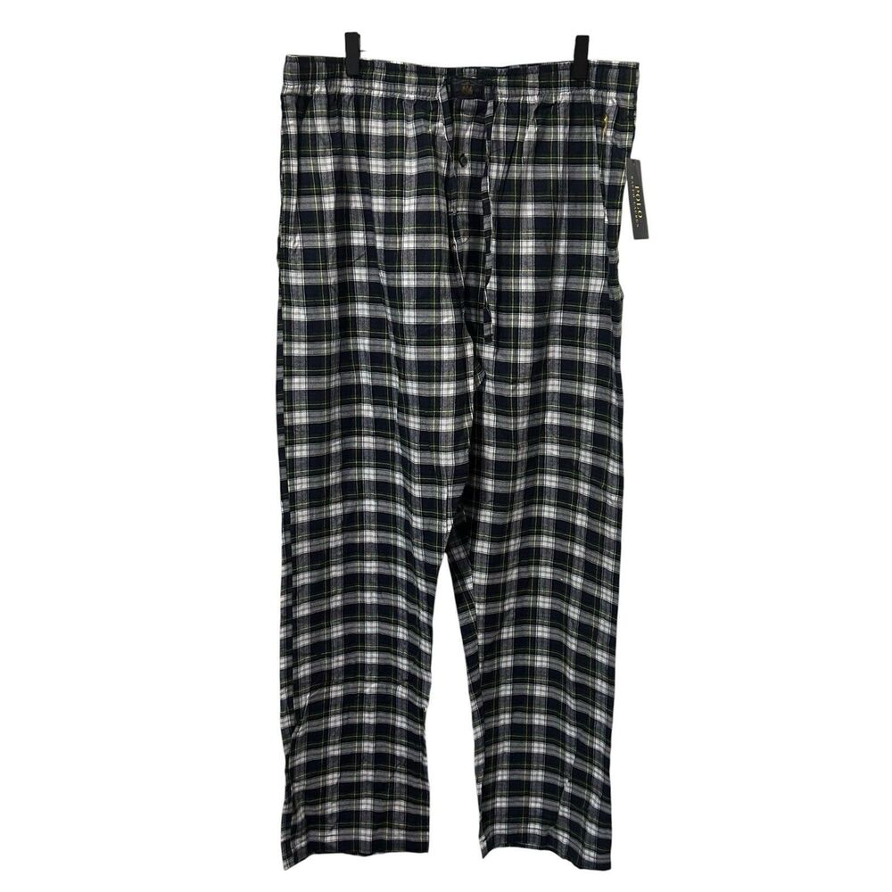 Polo Ralph Lauren Sleep Lounge Pants Mens XL Cotton White Blue Plaid NWT Plaid